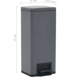 vidaXL Productos Del Hogar-Cubo basura con pedal antihuellas 30L acero inoxidable