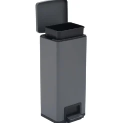 vidaXL Productos Del Hogar-Cubo basura con pedal antihuellas 30L acero inoxidable