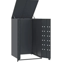 vidaXL Cubo de basura con ruedas para cubo individual 69x79x117 cm acero Antracita Clearance