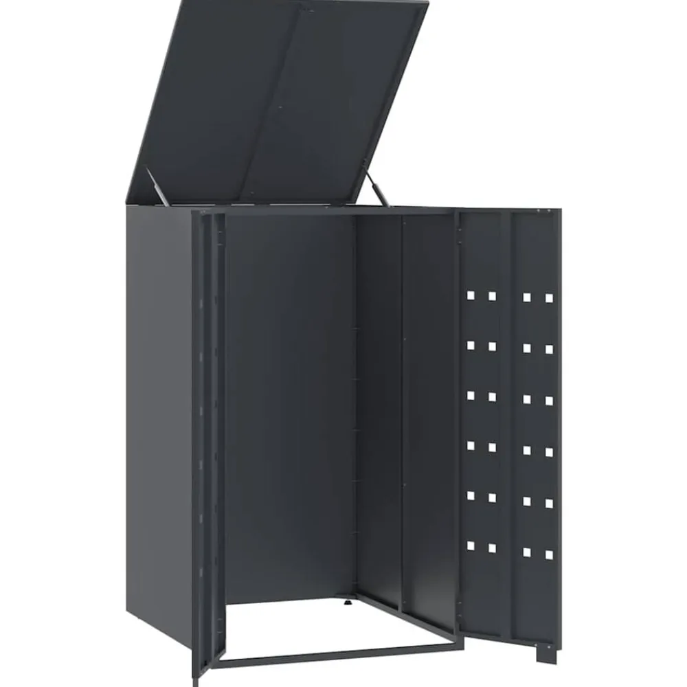 vidaXL Cubo de basura con ruedas para cubo individual 69x79x117 cm acero Antracita Clearance