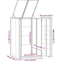 vidaXL Cubo de basura con ruedas para cubo individual 69x79x117 cm acero Antracita Clearance
