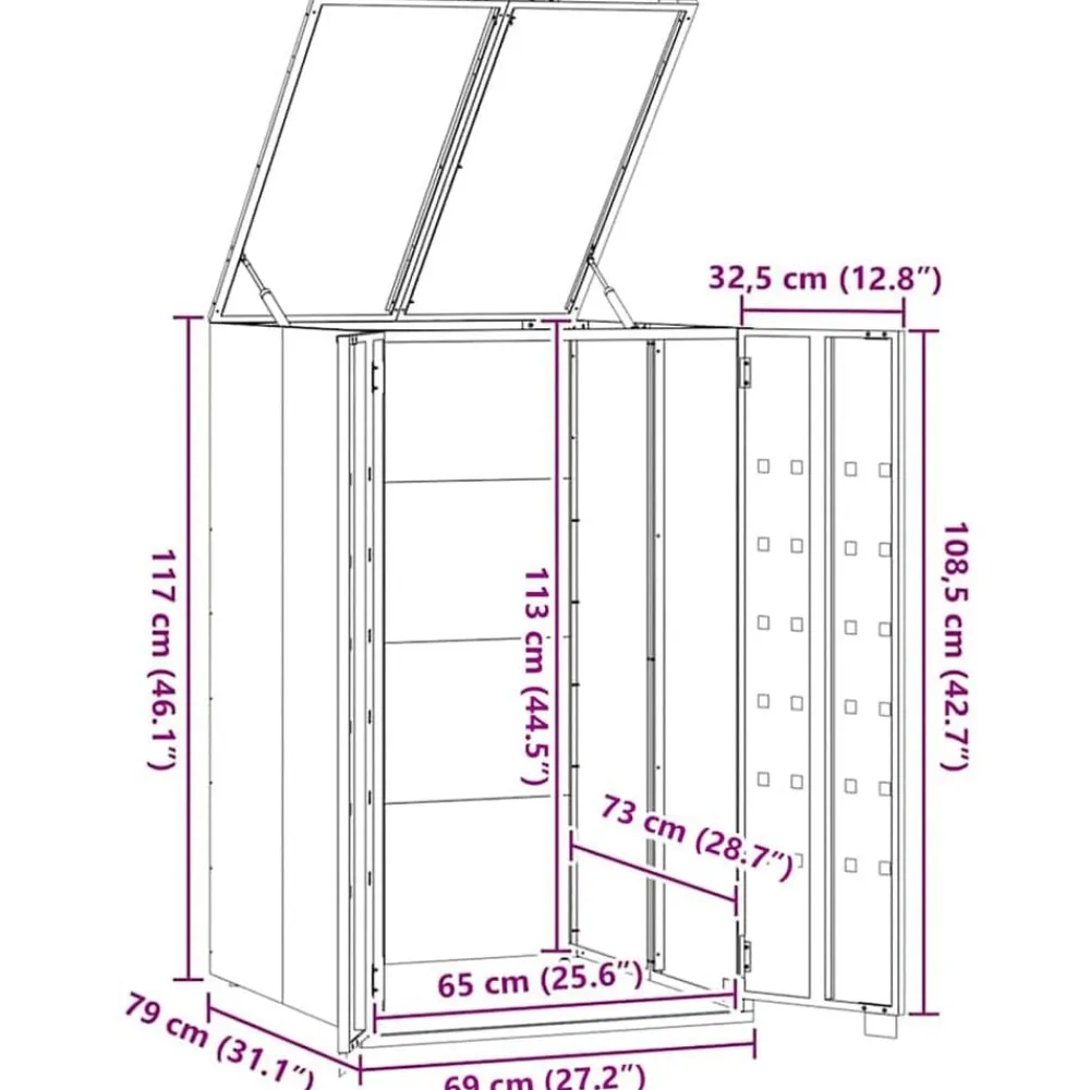 vidaXL Cubo de basura con ruedas para cubo individual 69x79x117 cm acero Antracita Clearance