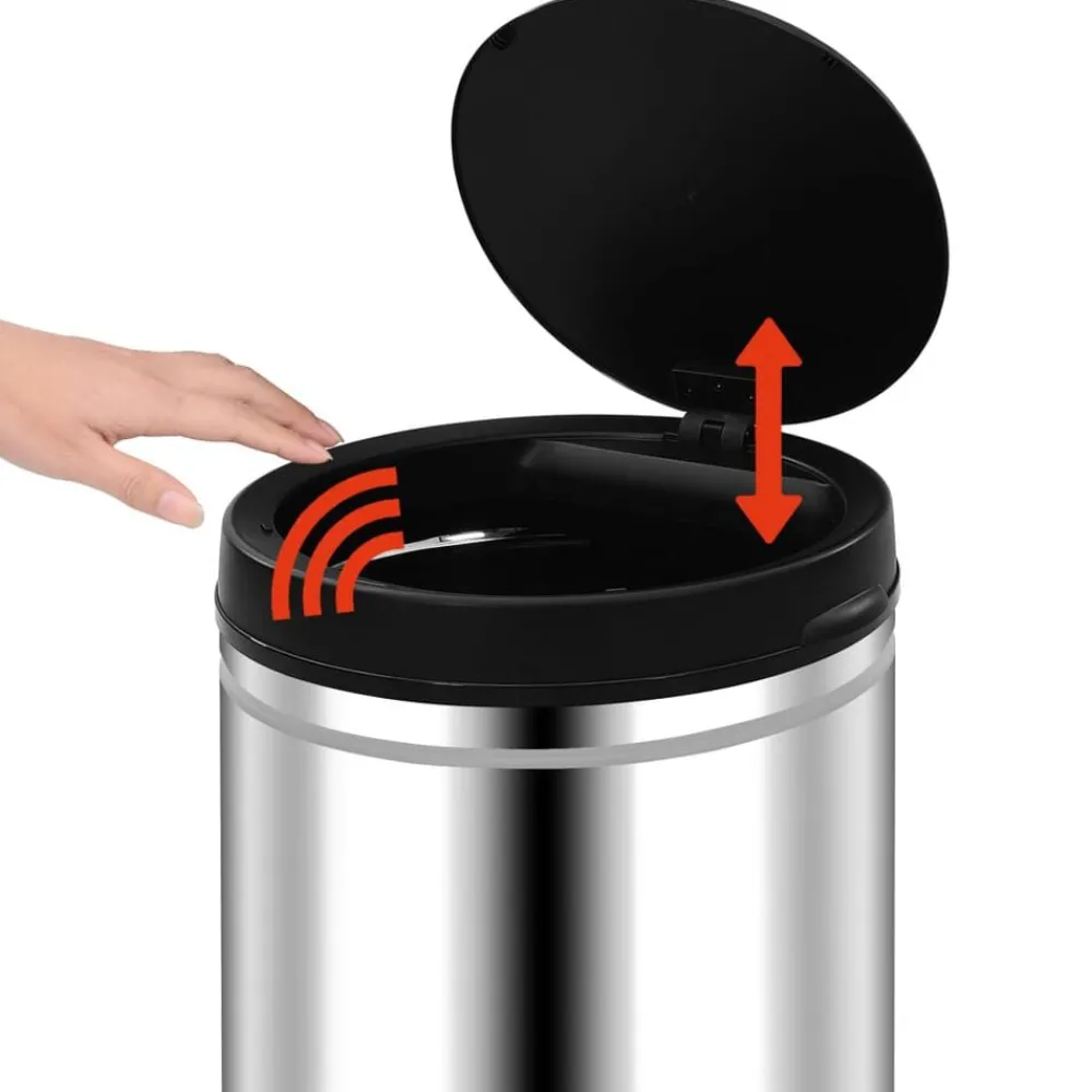 vidaXL Cubo de basura con sensor automático 60 L acero inoxidable Plateado Online