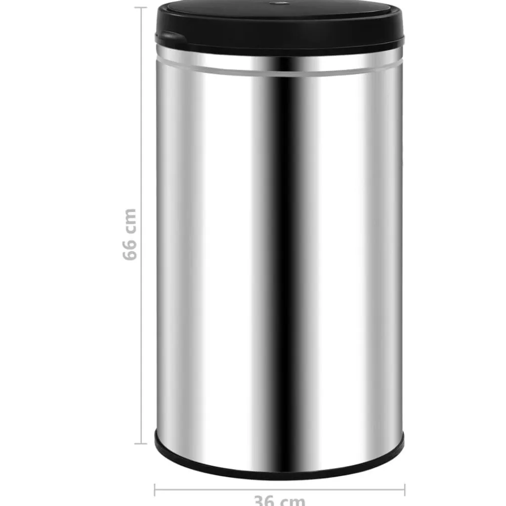 vidaXL Cubo de basura con sensor automático 60 L acero inoxidable Plateado Online