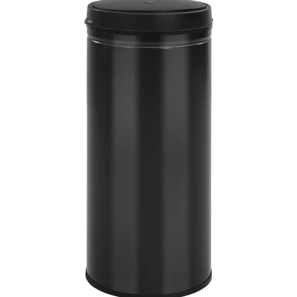 vidaXL Cubo de basura con sensor automático 80L acero al carbono Negro Sale