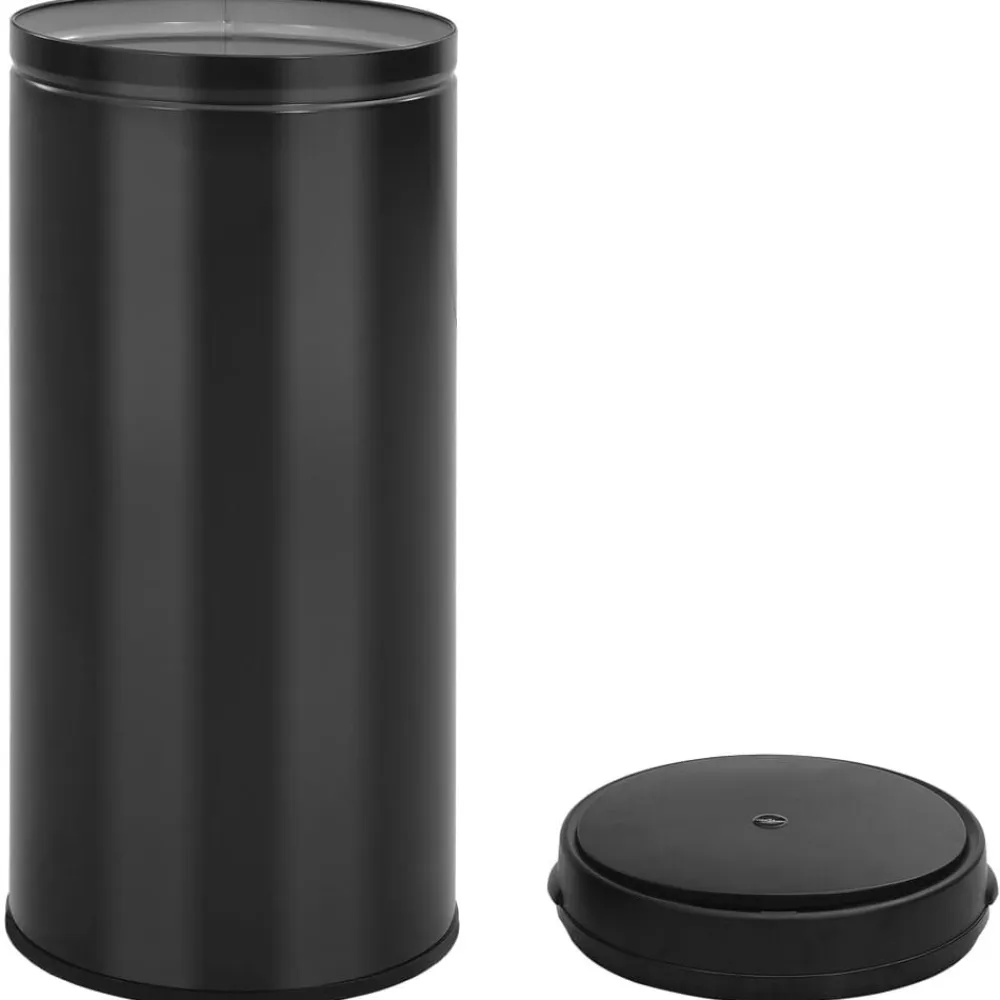 vidaXL Cubo de basura con sensor automático 80L acero al carbono Negro Sale