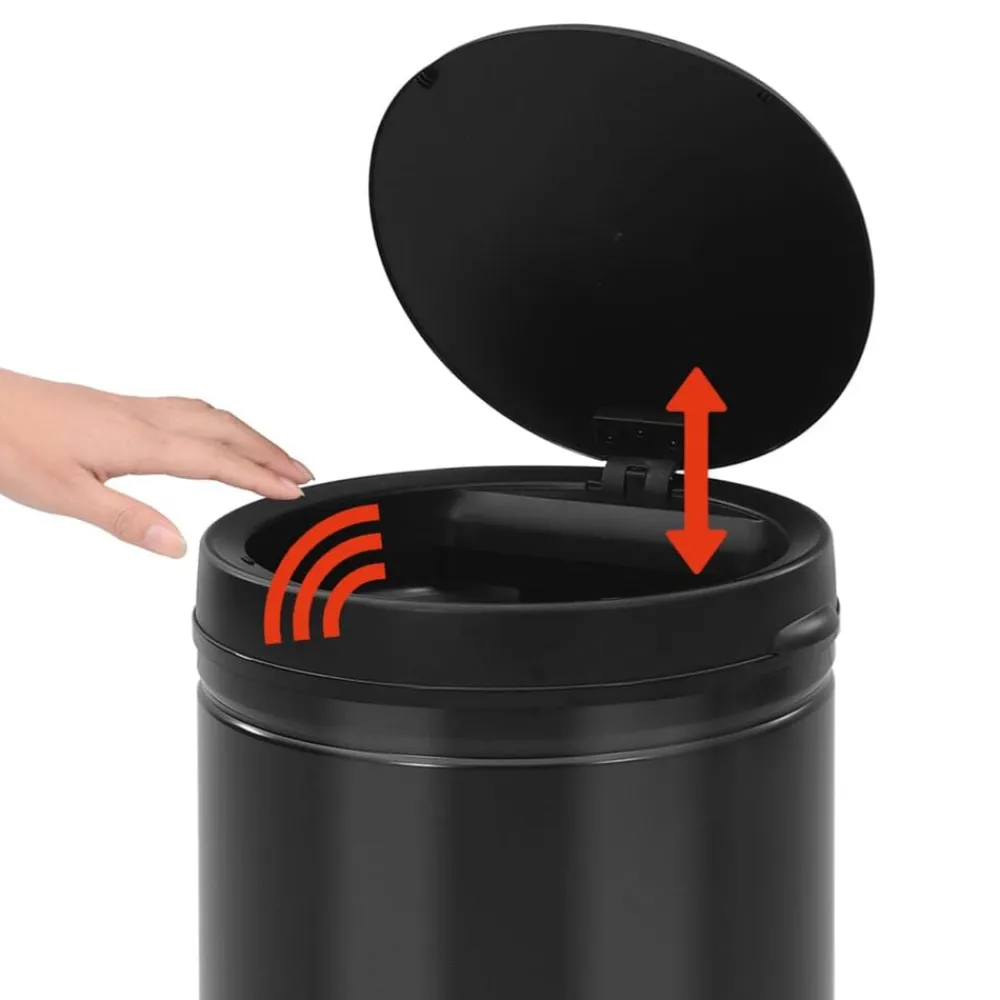 vidaXL Cubo de basura con sensor automático 80L acero al carbono Negro Sale