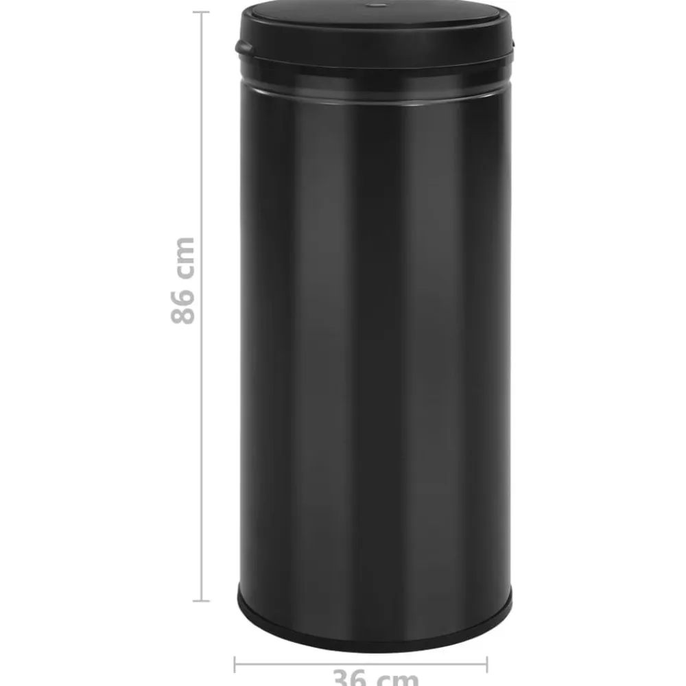 vidaXL Cubo de basura con sensor automático 80L acero al carbono Negro Sale