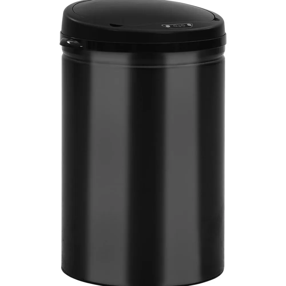vidaXL Cubo de basura con sensor automático 30L acero al carbono Negro Discount