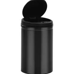vidaXL Cubo de basura con sensor automático 30L acero al carbono Negro Discount
