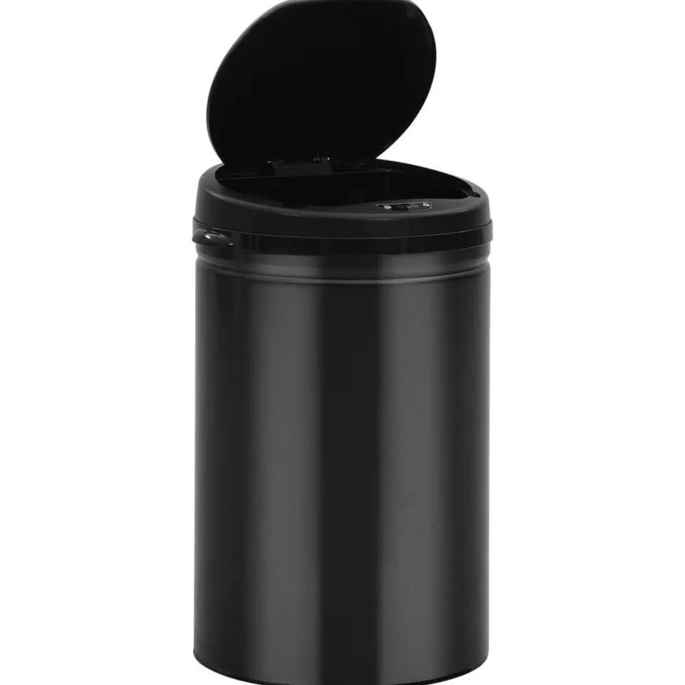 vidaXL Cubo de basura con sensor automático 30L acero al carbono Negro Discount
