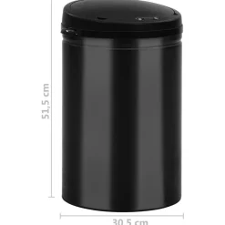 vidaXL Cubo de basura con sensor automático 30L acero al carbono Negro Discount
