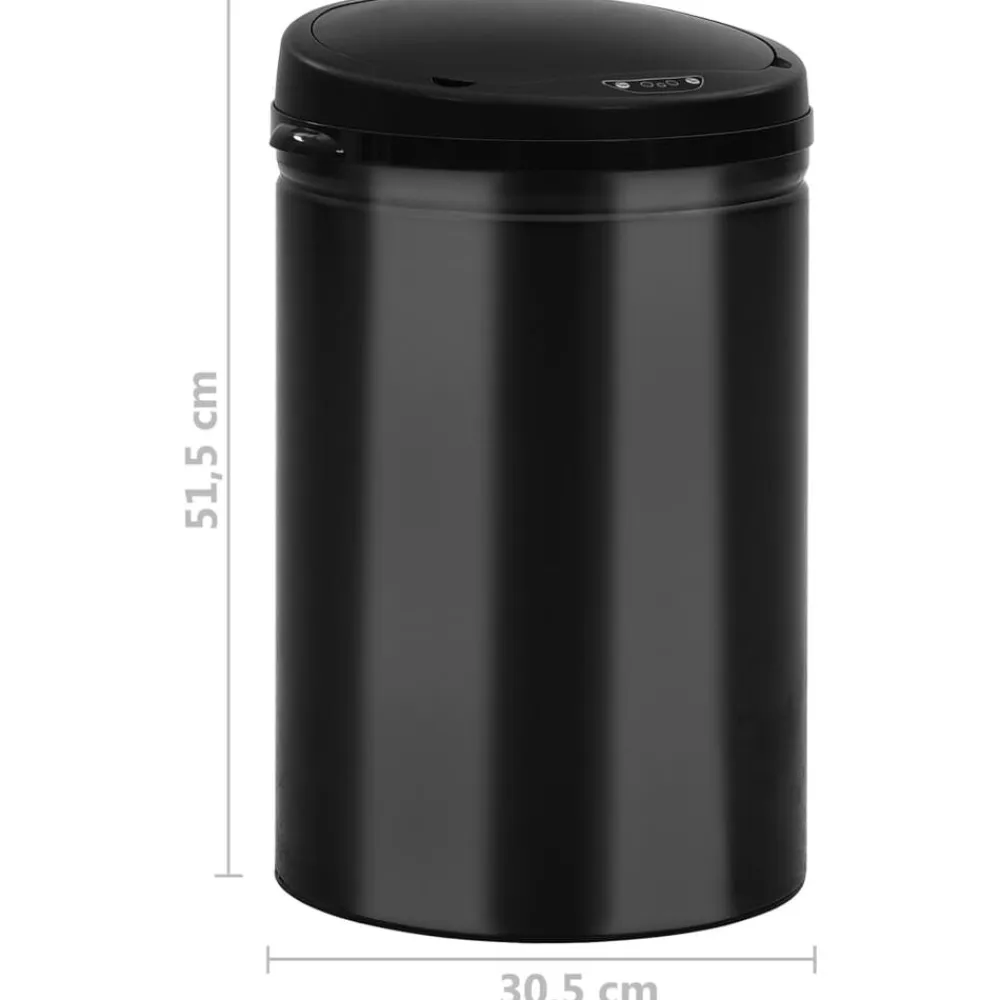 vidaXL Cubo de basura con sensor automático 30L acero al carbono Negro Discount