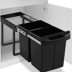 vidaXL Productos Del Hogar-Cubo de basura de cocina extraíble reciclaje cierre suave 48 L