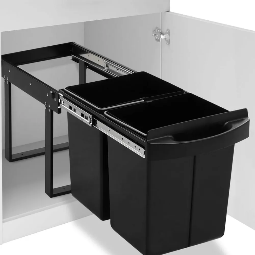 vidaXL Productos Del Hogar-Cubo de basura de cocina extraíble reciclaje cierre suave 48 L