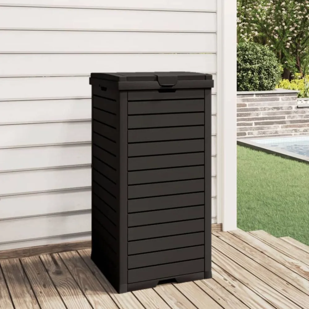 vidaXL Cubo de basura de exterior polipropileno 41x41x86 cm Negro