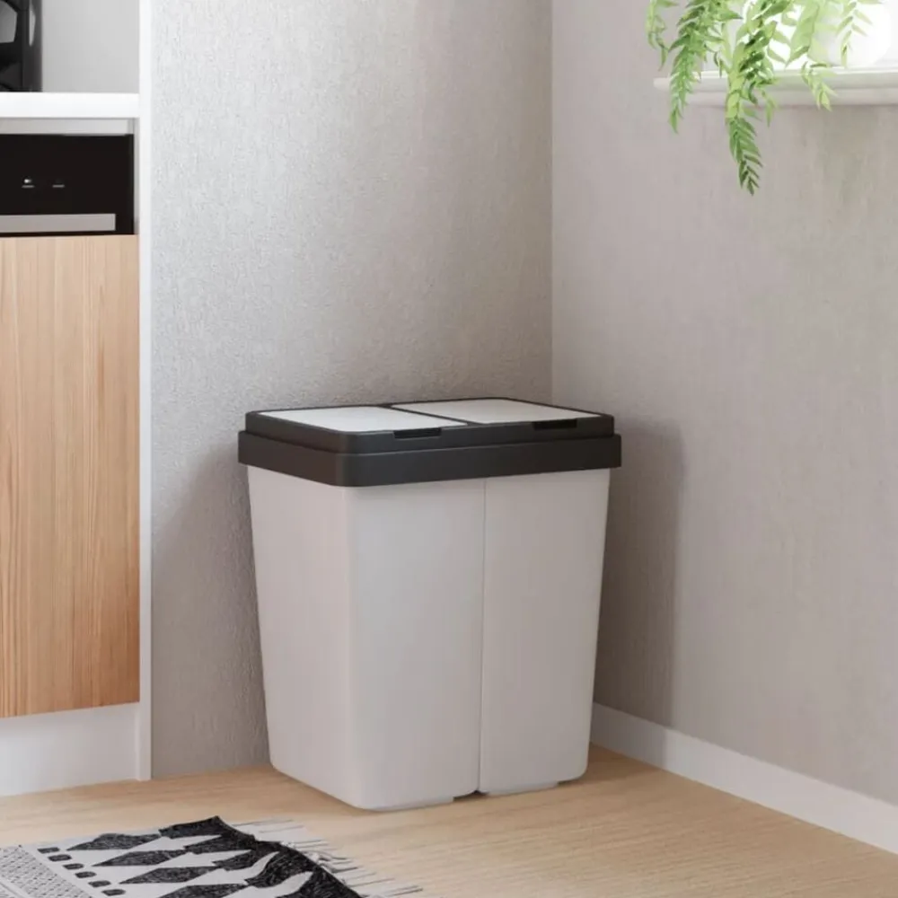 vidaXL Cubo de basura doble 2x25 L Blanco Hot