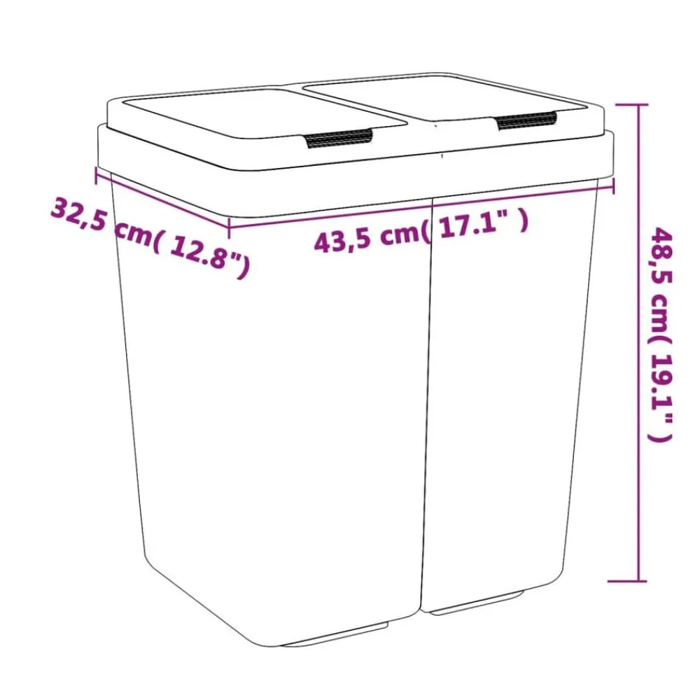 vidaXL Cubo de basura doble 2x25 L Blanco Hot