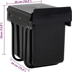 vidaXL Productos Del Hogar-Cubo de basura extraíble en armario de cocina cierre suave 20 L
