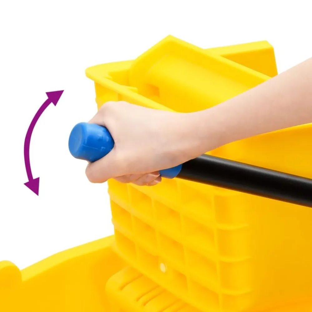 vidaXL Carretones Y Caddies De Mantenimiento-Cubo para fregona con escurridor y ruedas PP amarillo 36 L