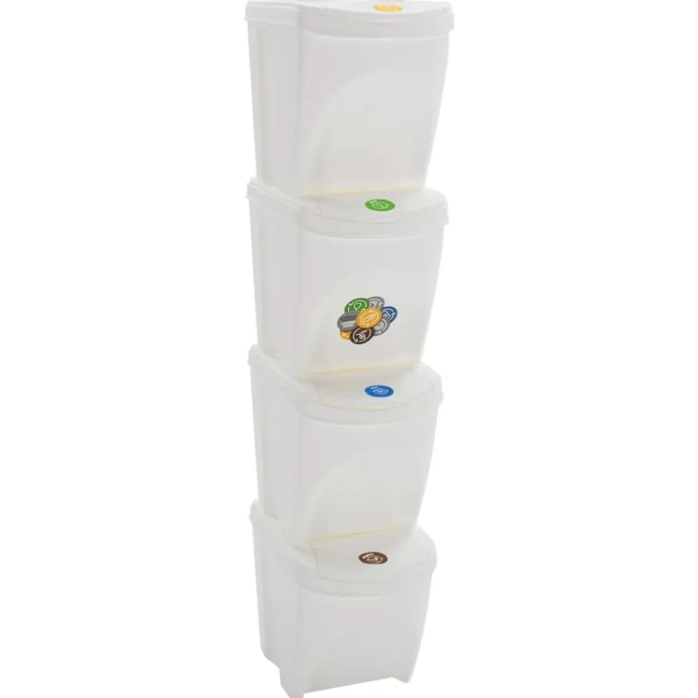 vidaXL Cubos de basura apilables 4 uds polipropileno 100 L Blanco Best