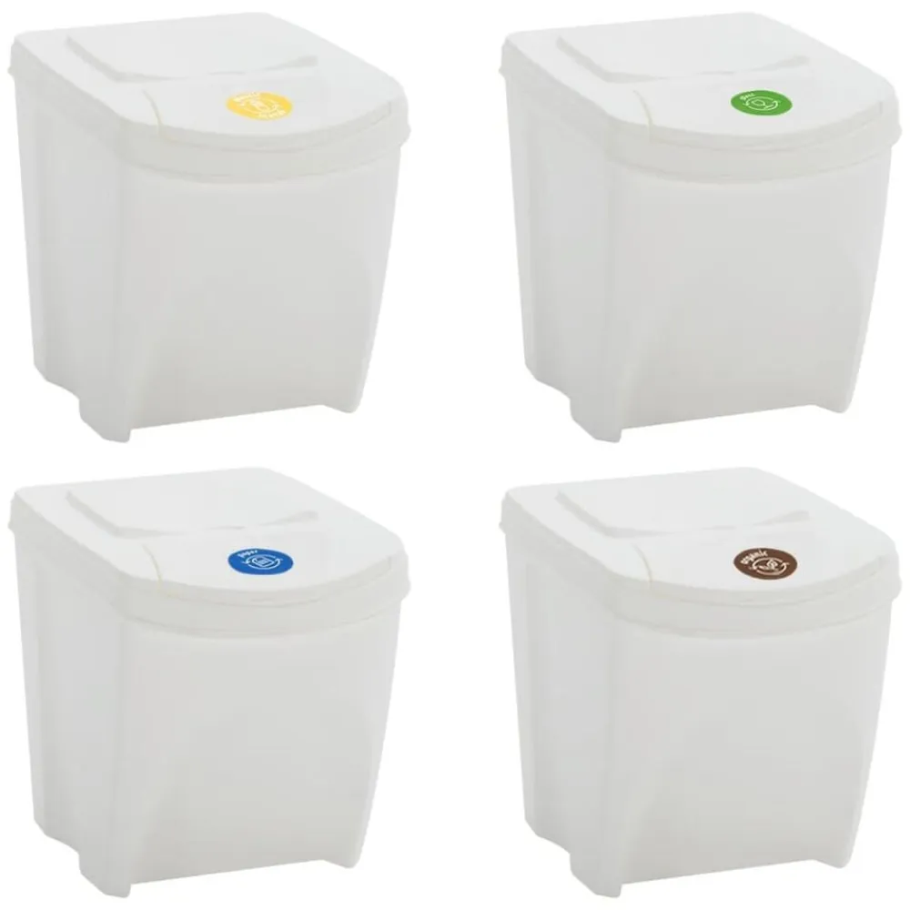 vidaXL Cubos de basura apilables 4 uds polipropileno 100 L Blanco Best