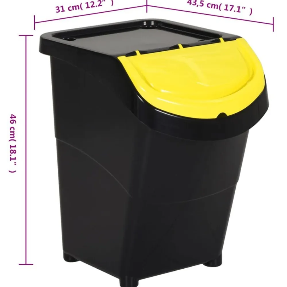 vidaXL Productos Del Hogar-Cubos de basura apilables con tapa 3 uds PP 120 L