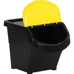 vidaXL Cubos de basura apilables con tapa 3 uds PP 78 L Negro Discount