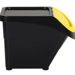 vidaXL Cubos de basura apilables con tapa 3 uds PP 78 L Negro Discount