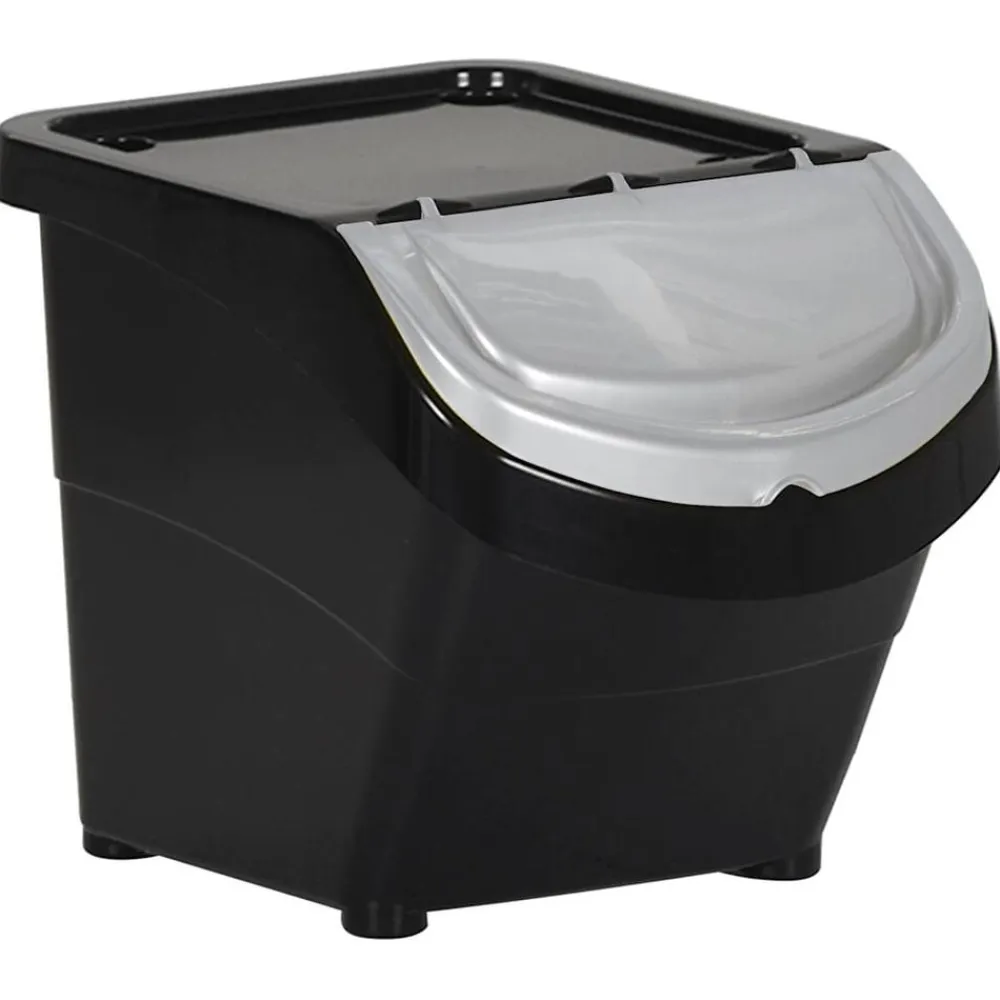 vidaXL Cubos de basura apilables con tapa 3 uds PP 78 L Negro Discount