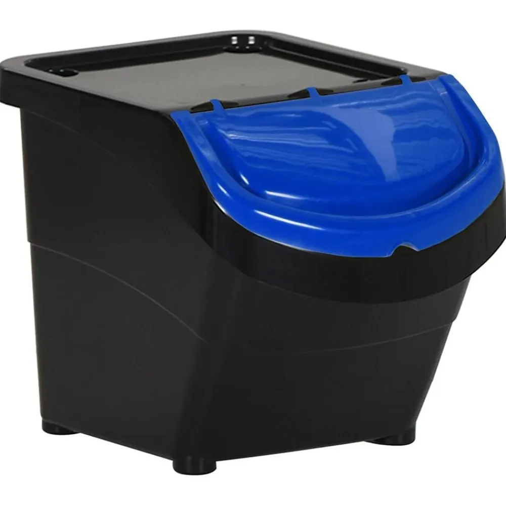 vidaXL Cubos de basura apilables con tapa 3 uds PP 78 L Negro Discount