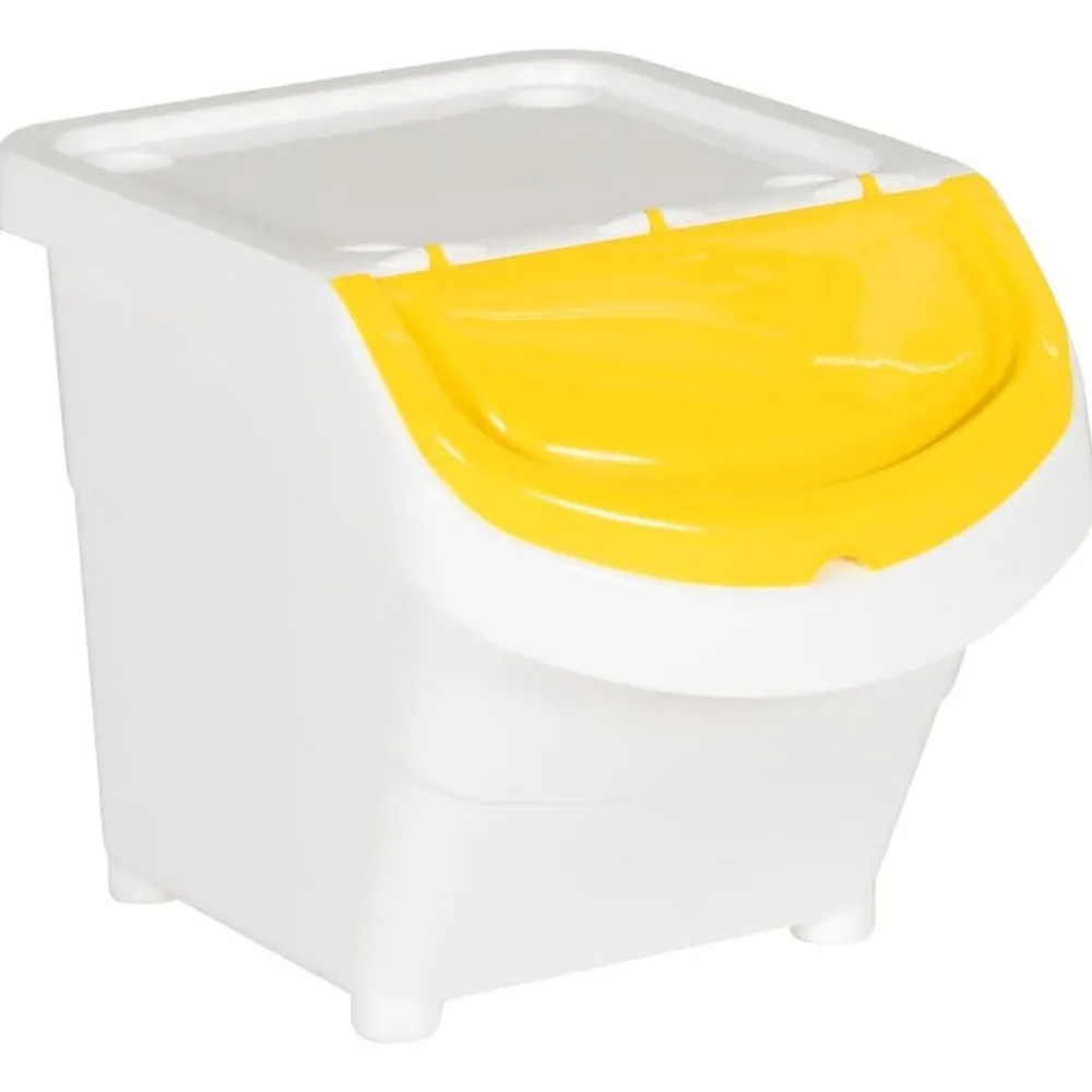 vidaXL Cubos de basura apilables con tapa 3 uds PP 78 L Blanco New