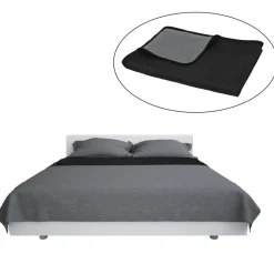 vidaXL Cubrecama acolchado doble cara 230x260 cm Gris y negro Discount