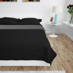 vidaXL Cubrecama acolchado doble cara 230x260 cm Gris y negro Discount