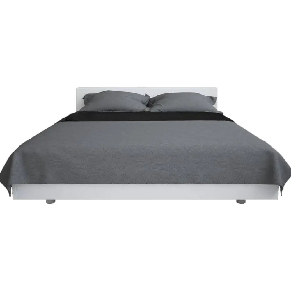 vidaXL Cubrecama acolchado doble cara 230x260 cm Gris y negro Discount