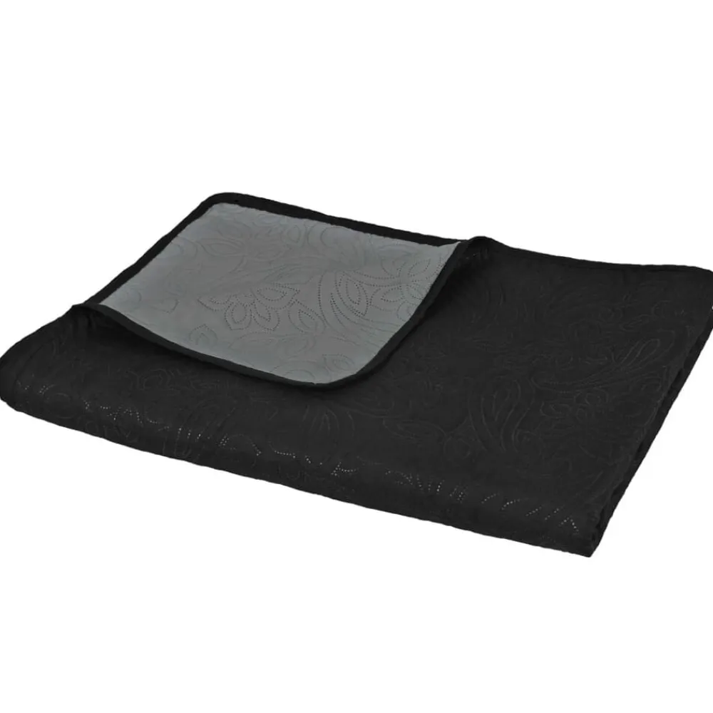 vidaXL Cubrecama acolchado doble cara 230x260 cm Gris y negro Discount