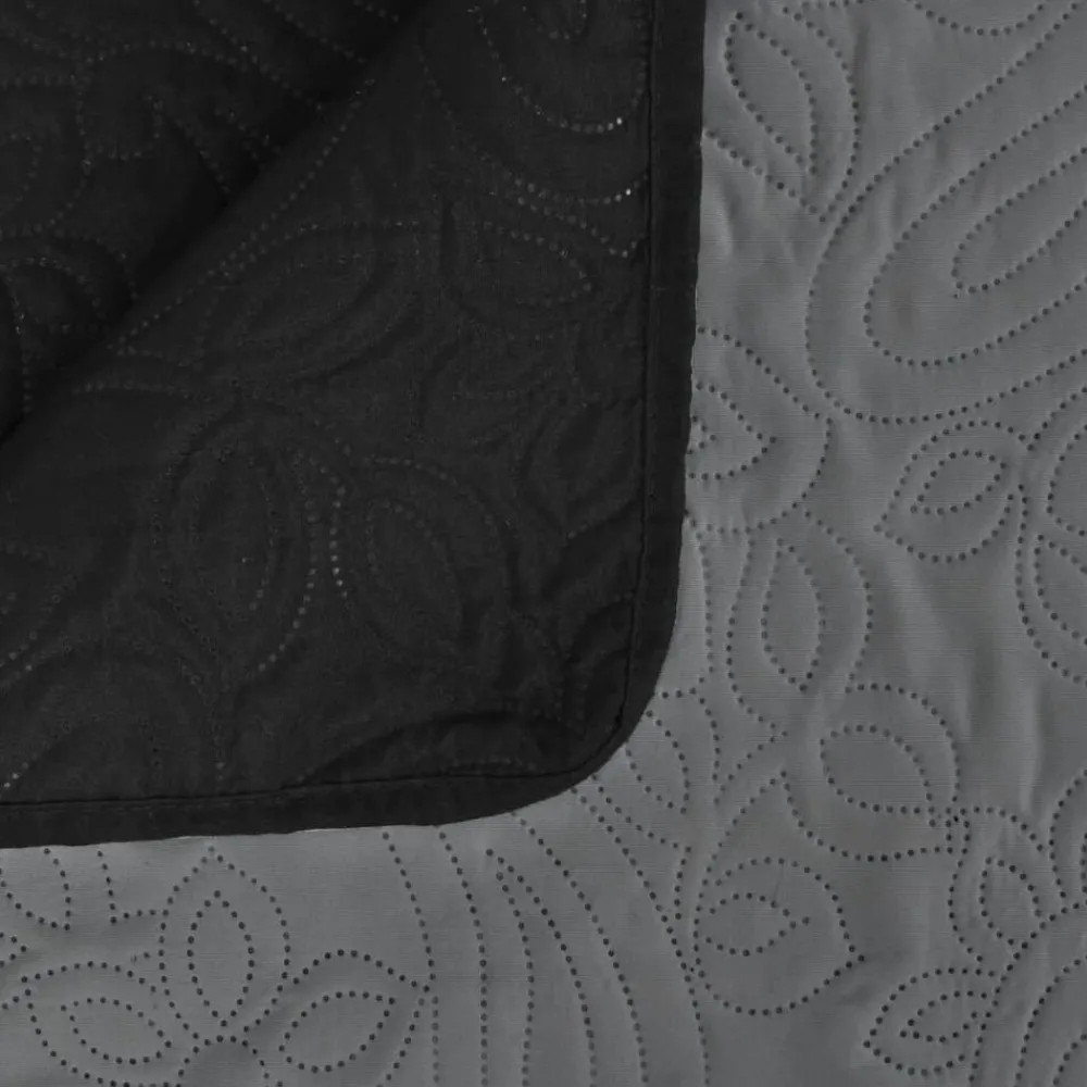 vidaXL Cubrecama acolchado doble cara 230x260 cm Gris y negro Discount