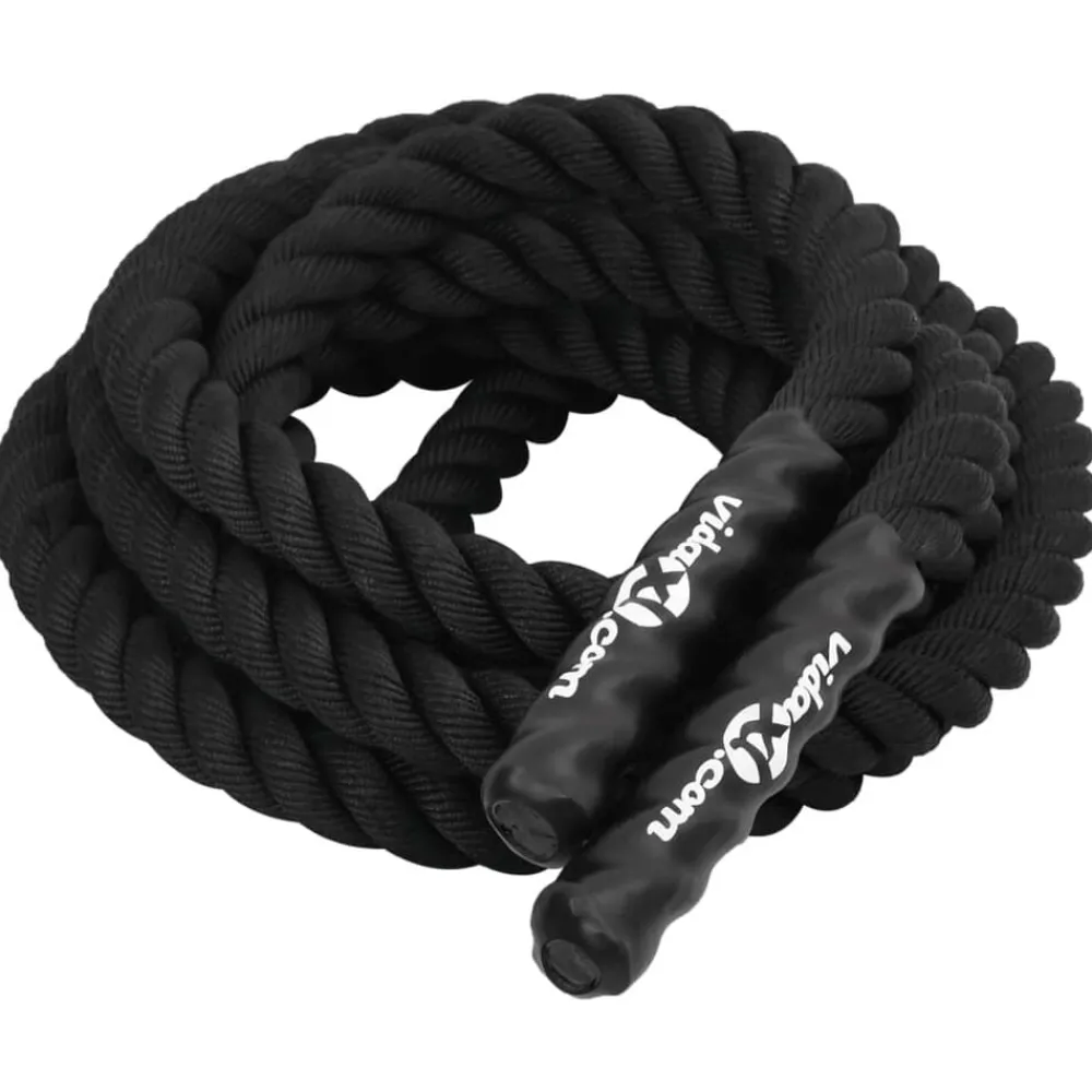 vidaXL Fitness Y Musculación-Cuerda de batalla negra 6 m 4,5 kg poliéster