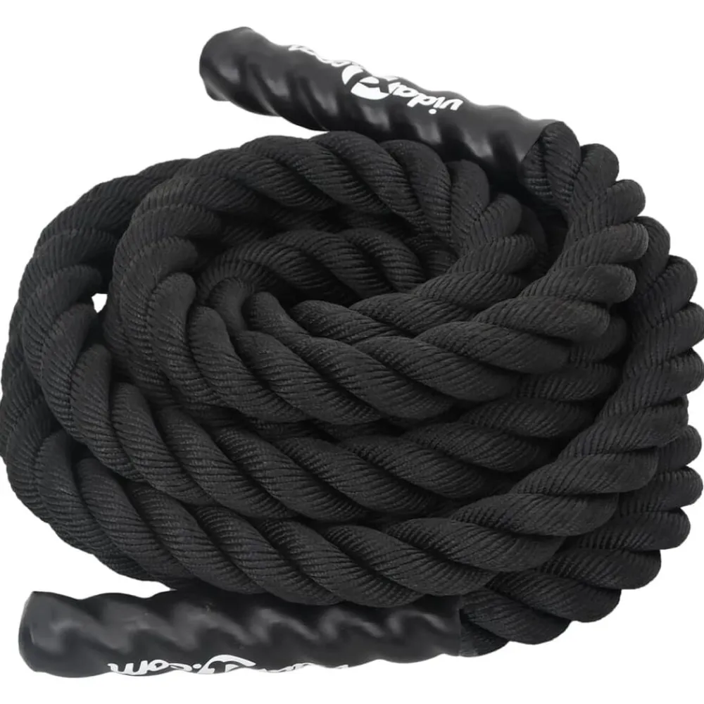 vidaXL Fitness Y Musculación-Cuerda de batalla negra 6 m 4,5 kg poliéster