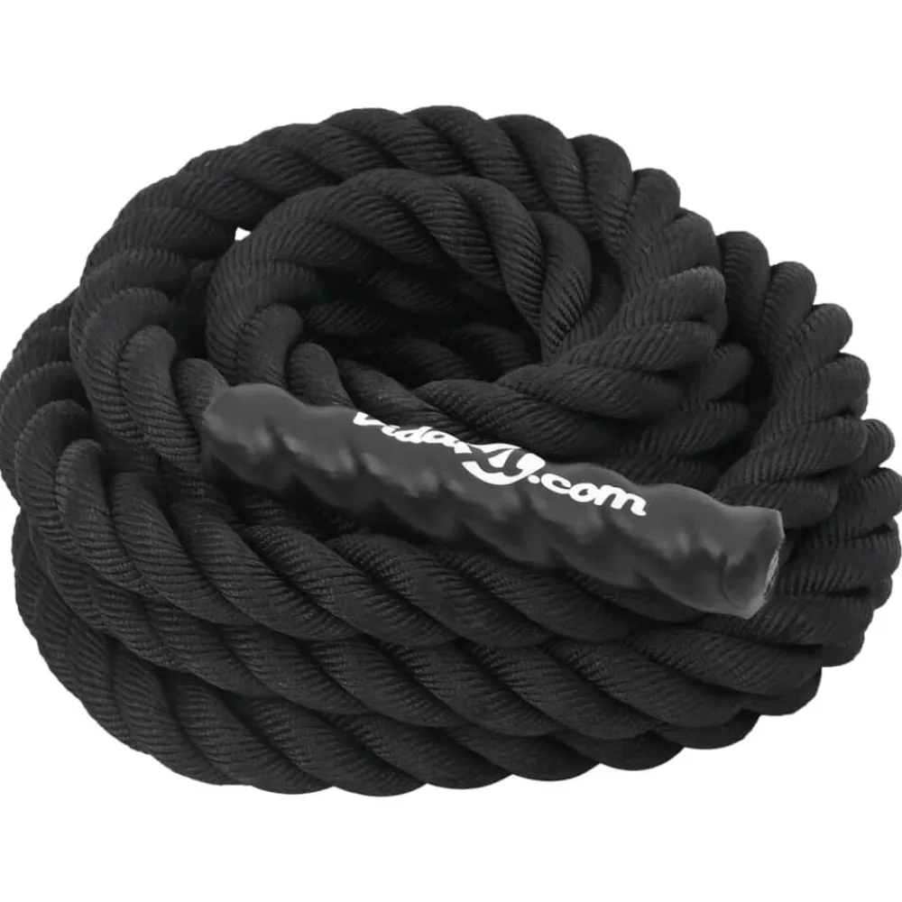 vidaXL Fitness Y Musculación-Cuerda de batalla negra 6 m 4,5 kg poliéster