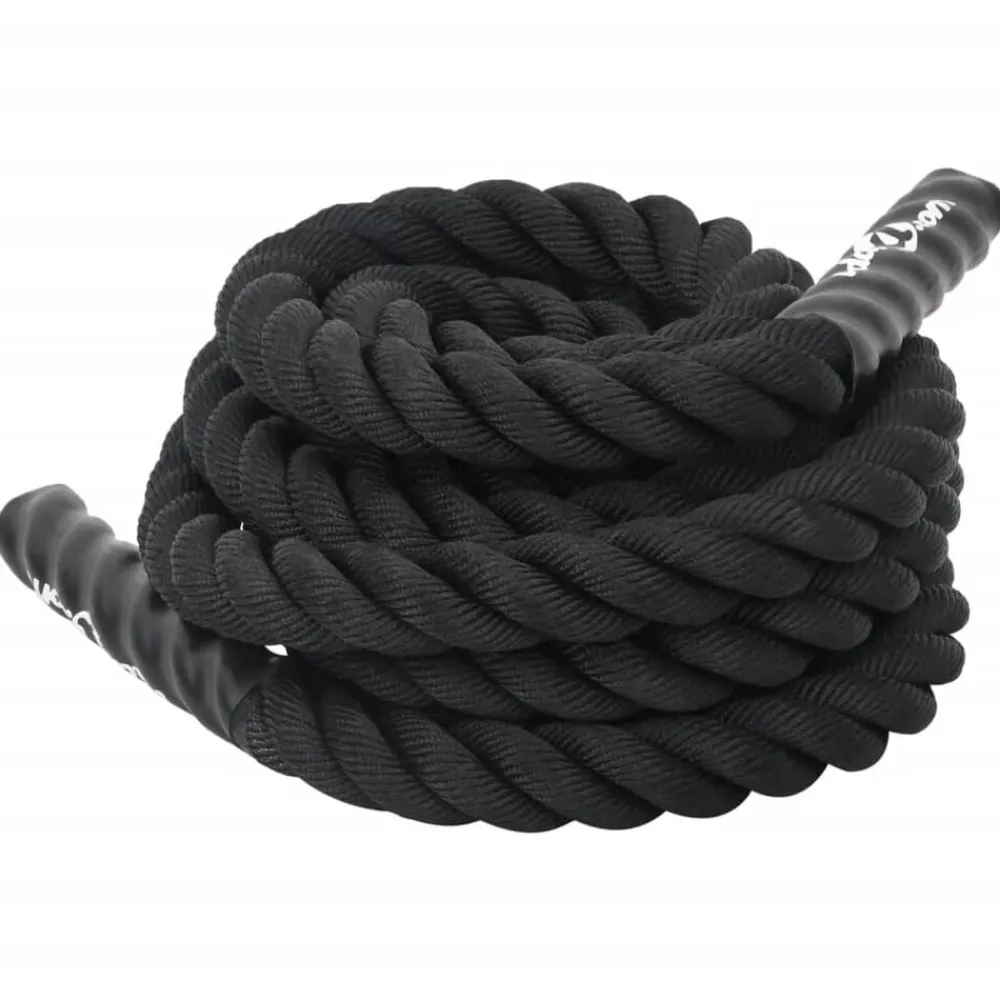 vidaXL Fitness Y Musculación-Cuerda de batalla negra 6 m 4,5 kg poliéster