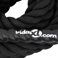 vidaXL Fitness Y Musculación-Cuerda de batalla negra 6 m 4,5 kg poliéster