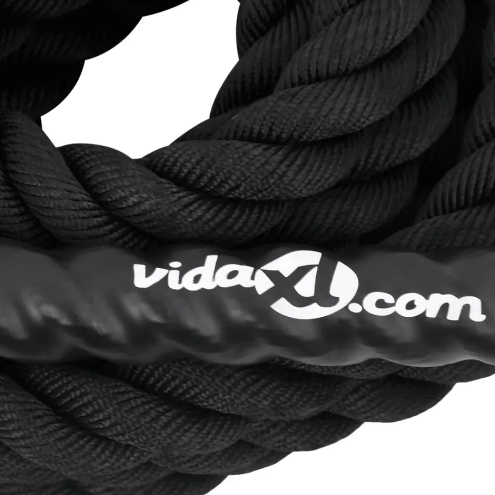 vidaXL Fitness Y Musculación-Cuerda de batalla negra 6 m 4,5 kg poliéster
