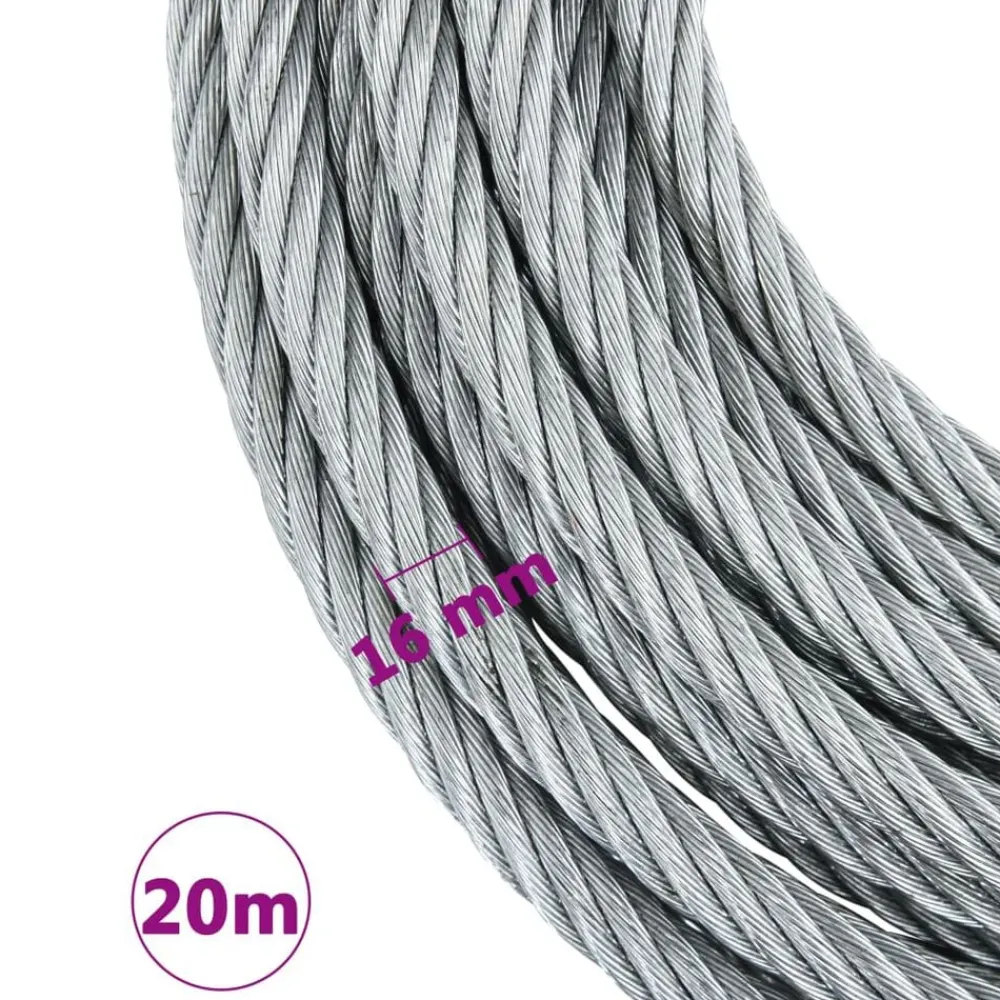 vidaXL Manipulación De Materiales-Cuerda de cable 3200 kg 20 m