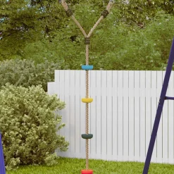 vidaXL Estructuras Para Juegos Al Aire Libre-Cuerda de escalada de discos para niños 4 peldaños multicolor