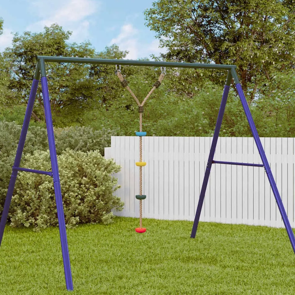 vidaXL Estructuras Para Juegos Al Aire Libre-Cuerda de escalada de discos para niños 4 peldaños multicolor