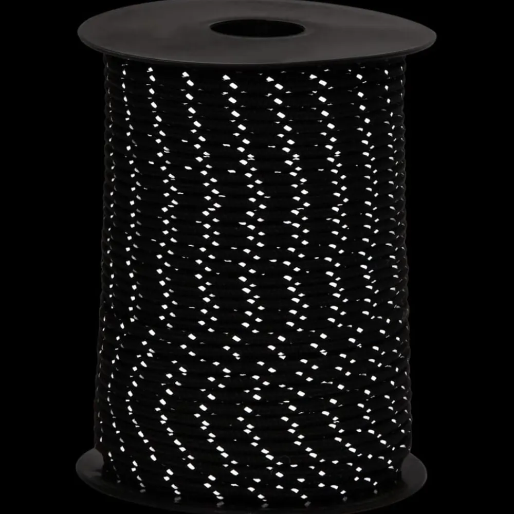 vidaXL Cuerda de vientos con tiras reflectantes y tensores 50 m 3 mm Negro Best