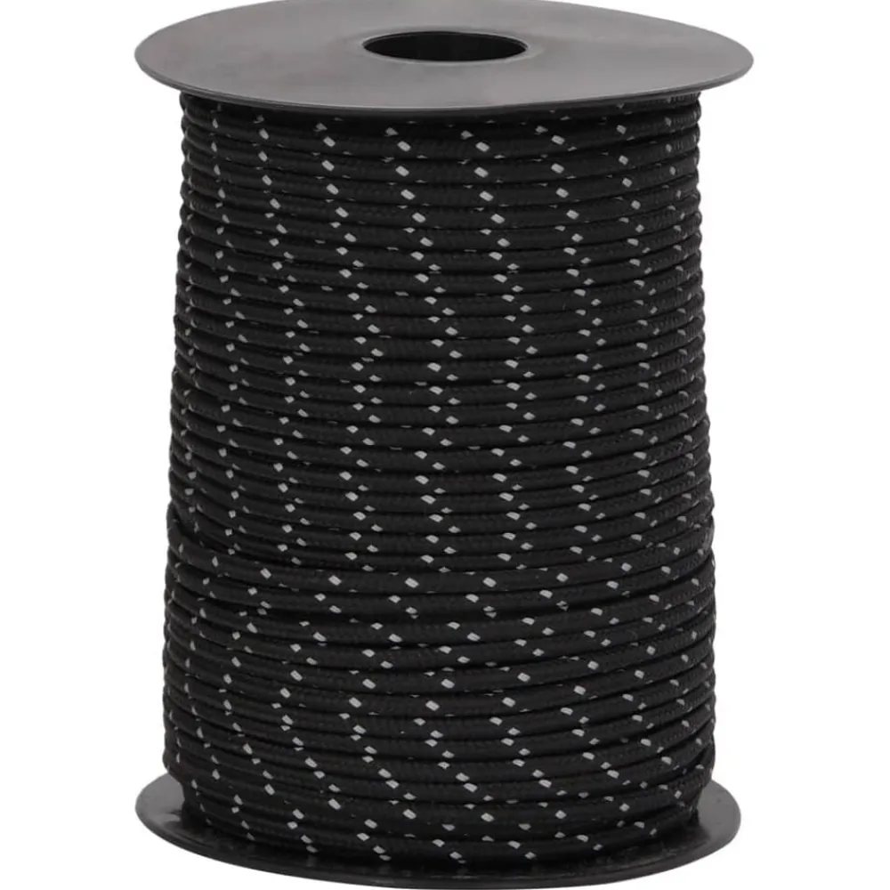 vidaXL Cuerda de vientos con tiras reflectantes y tensores 50 m 3 mm Negro Best