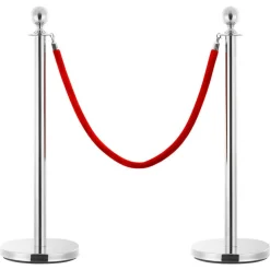 vidaXL Cuerda para poste de control de masas terciopelo rojo Plateado Best