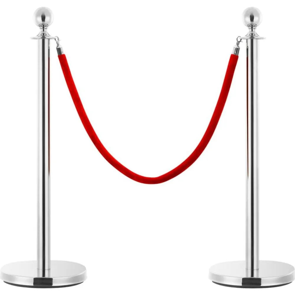 vidaXL Cuerda para poste de control de masas terciopelo rojo Plateado Best